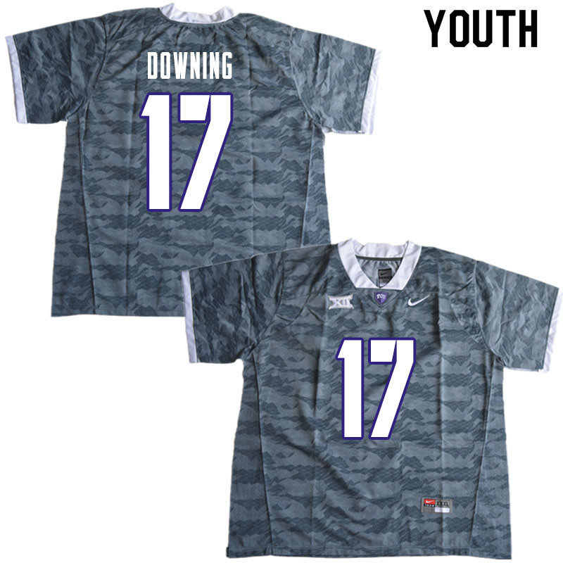 Youth #17 Matthew Downing TCU Horned Frogs College Football Jerseys Sale-Gray